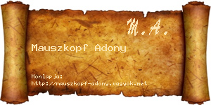 Mauszkopf Adony névjegykártya